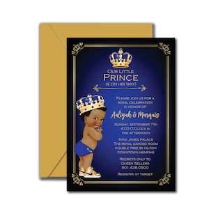 Prince Baby Shower Invitation, Prince Baby Shower Invites, Royal Baby Shower Invitation Template, Blue and Gold Invitations