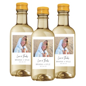 Wedding Mini Wine Labels - Photo Mini Wine Bottle - Set of 10