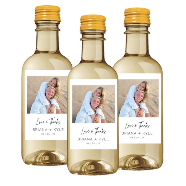 Wedding Mini Wine Labels - Photo Mini Wine Bottle - Set of 10