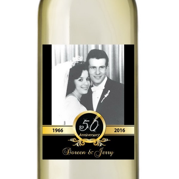 50th Anniversary Wine Labels • Personalized Photo Anniversary Wine Label