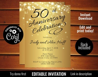 50th anniversary invitation etsy