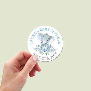 Matching Blue Elephant Baby Shower Sticker