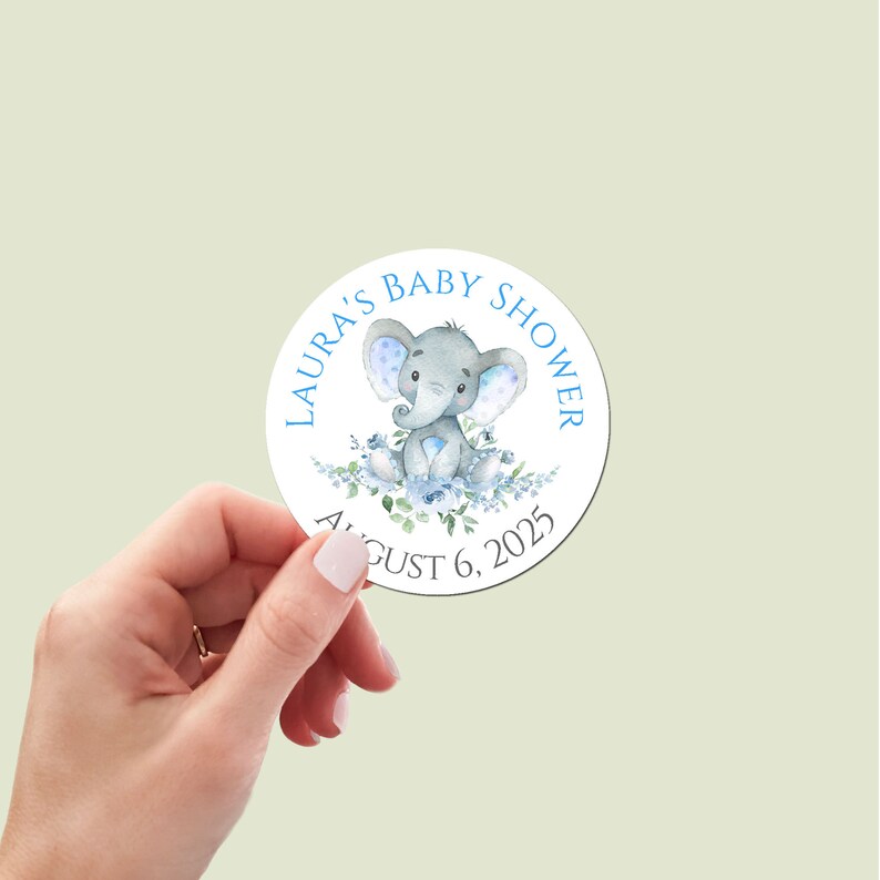Matching Blue Elephant Baby Shower Sticker