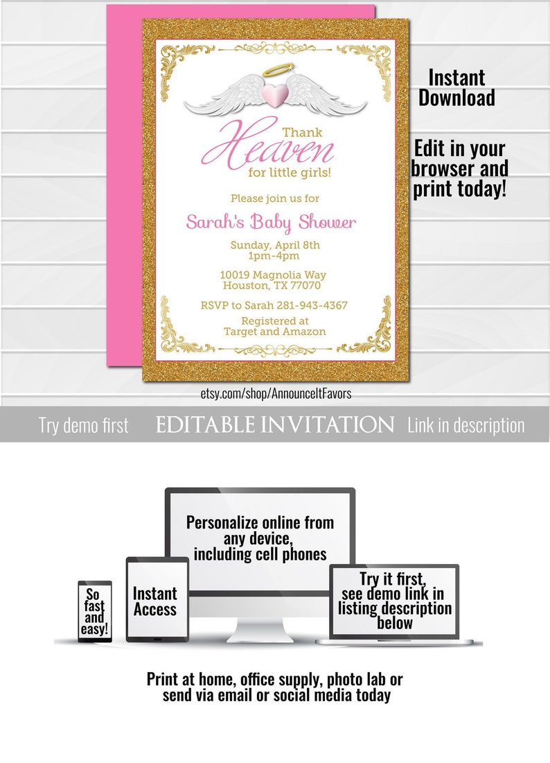 Thank Heaven For Little Girls Baby Shower Invitations Unique Etsy Thank Heaven For Little Girls Baby Shower Invitations Unique Etsy
