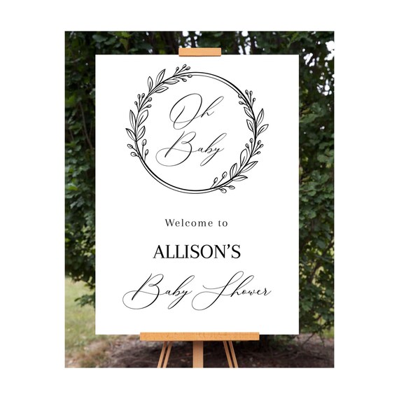 Editable Minimal Baby Shower Sign, Modern Oh Baby Baby Shower