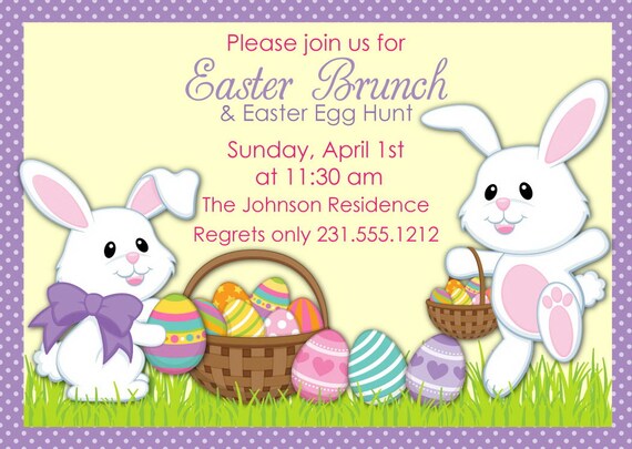Easter Egg Hunt Invitation, Easter Brunch Invitation, Printable Invite Il_570xn