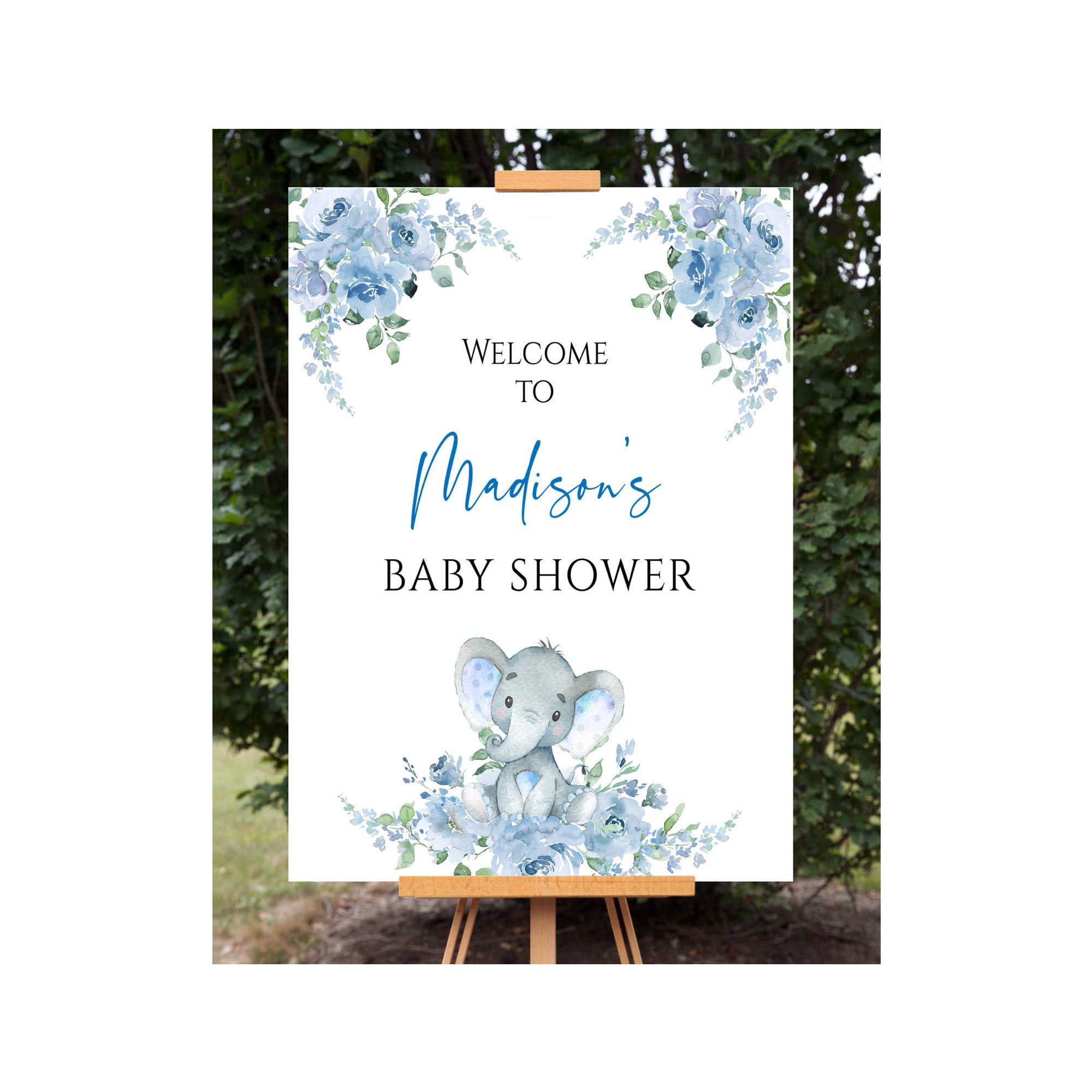 Blue Elephant Baby Shower Welcome Sign, Printable, Birthday Welcome Sign -  Etsy, image size:2000x2000