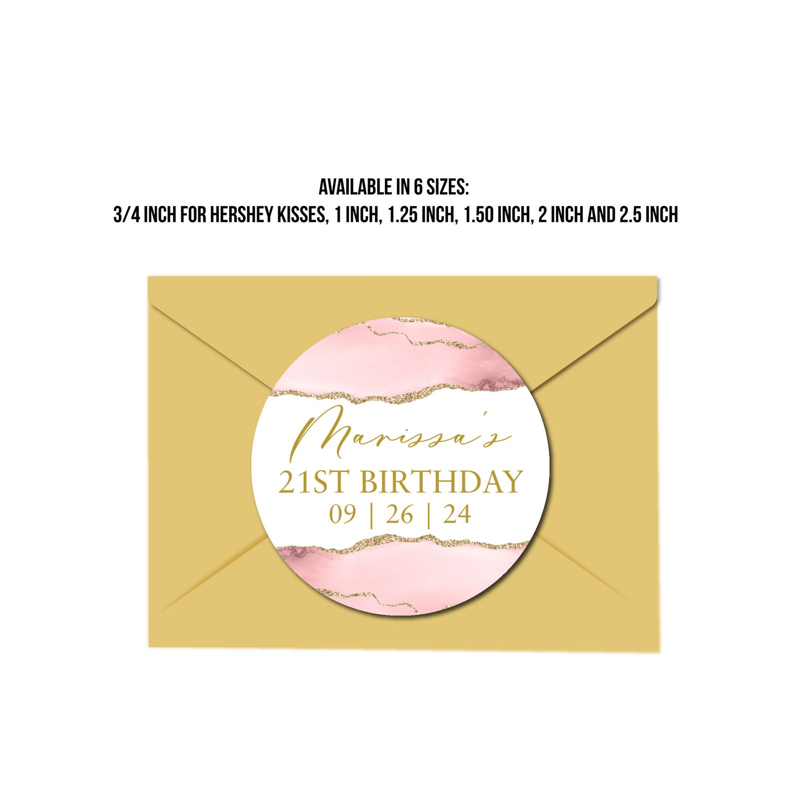 Happy Birthday Stickers Custom Blush and Gold Agate Party Etsy
