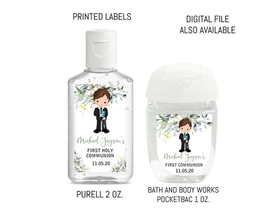 Boy First Communion Favors, First Communion Hand Sanitizer Labels, 1st Communion Labels, Communion Sanitizer Favors, Quarantine 2020 Il_570xn
