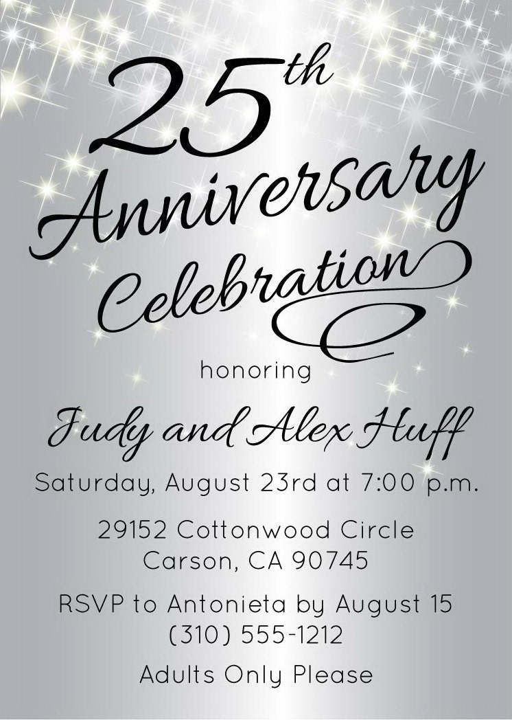 Free Printable 25th Anniversary Invitations