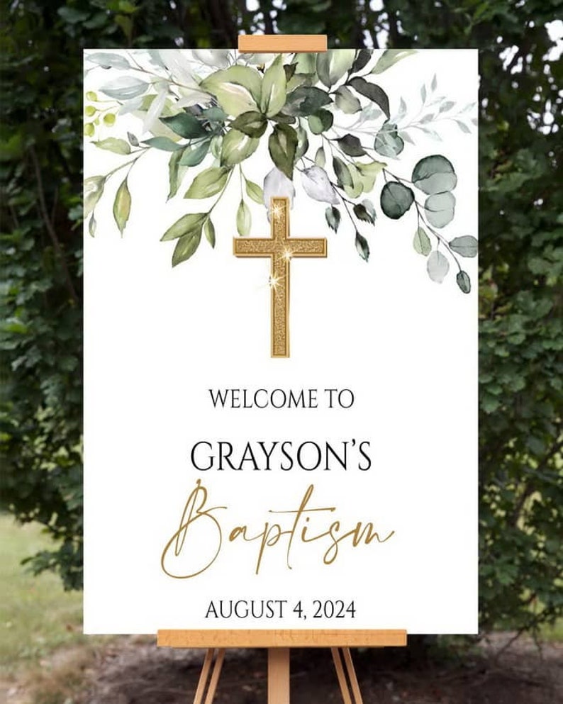 Matching Greenery First Communion Welcome Sign