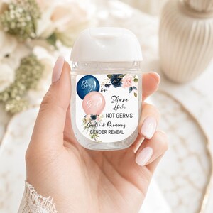 Balloons Gender Reveal Hand Sanitizer Labels, Pocketbac