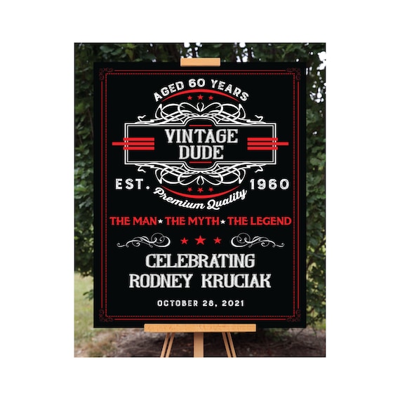 Vintage Dude Birthday Welcome Sign, The Man, The Myth, The Legend Birthday Poster Il_570xn