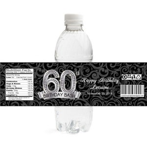 Matching 60th Birthday Bottle Labels