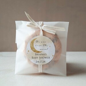 Matching Over the Moon Baby Shower Favor Labels Tags