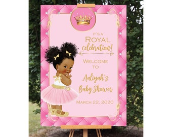 Royal Princess Baby Shower Welcome Sign, Girl Printable (Digital Download)