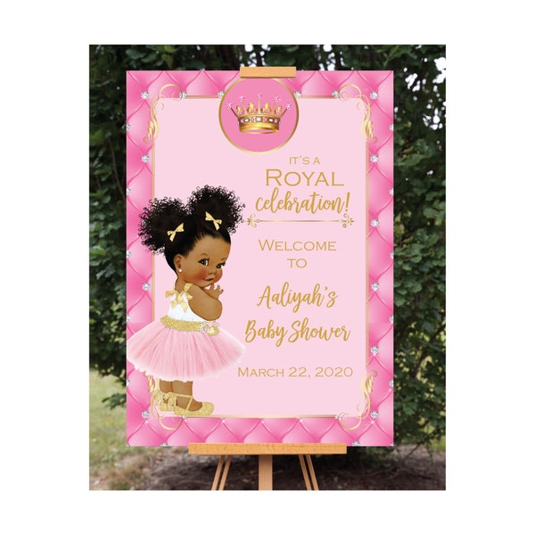 Royal Princess Baby Shower Welcome Sign, Princess Welcome Sign, Printable Birthday Sign
