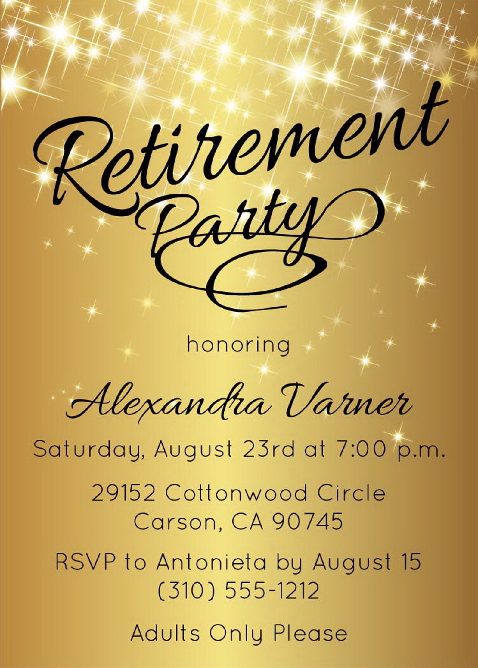 Gold Retirement Invitation Gold Retirement Party Invitation Etsy