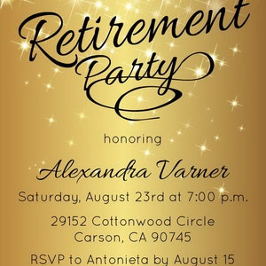 Gold Retirement Invitation Gold Retirement Party Invitation Elegant Gold Retirement Invitation Gold Retirement Party Invitation Elegant
