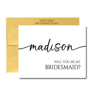 Text Only Bridesmaid Proposal Card, no scratch off sticker provided,