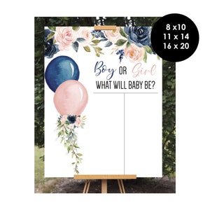 Matching Balloons Gender Reveal Voting Sign