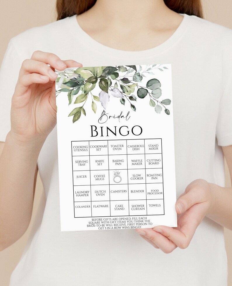 Matching Greenery Bridal Shower Bingo Game, sold separately
