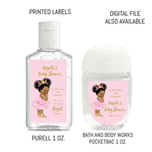 Matching Princess Baby Shower Hand Sanitizer Labels