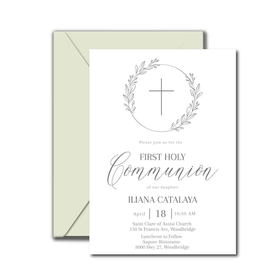 First Holy Communion Invitation, Girl, Boy, Minimal 1st Communion