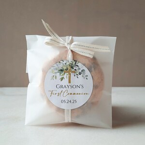 Matching Greenery First Communion Favor Sticker