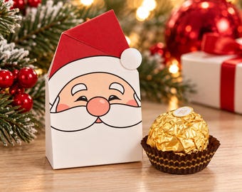Santa Treat Boxes with Ferrero Rocher, Christmas Favor Boxes, Santa Gift Boxes, Christmas Party Favors, Holiday Candy Gifts