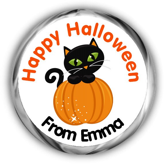 Cat Halloween Stickers ~ Kids Halloween Stickers ~ Personalized Halloween Treat Sticker Tags Il_570xn