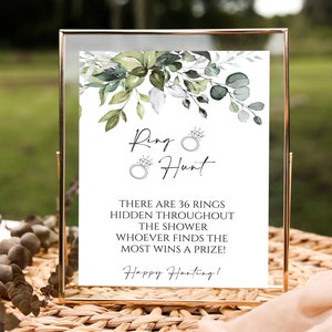 Ring Game Template, Bridal Shower Games, Ring Game Sign, Greenery ...