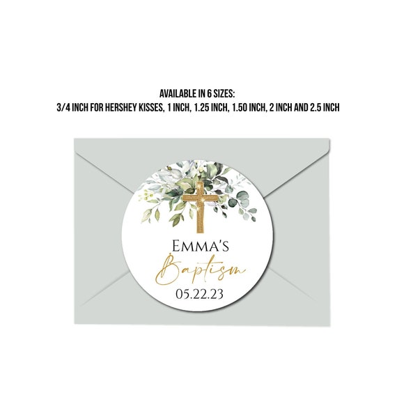Greenery Baptism Stickers, Baptism Kisses Labels, Greenery God Bless Stickers, Greenery Favor Labels, Thank You Label Baptism Favor Gift Bag Il_570xn
