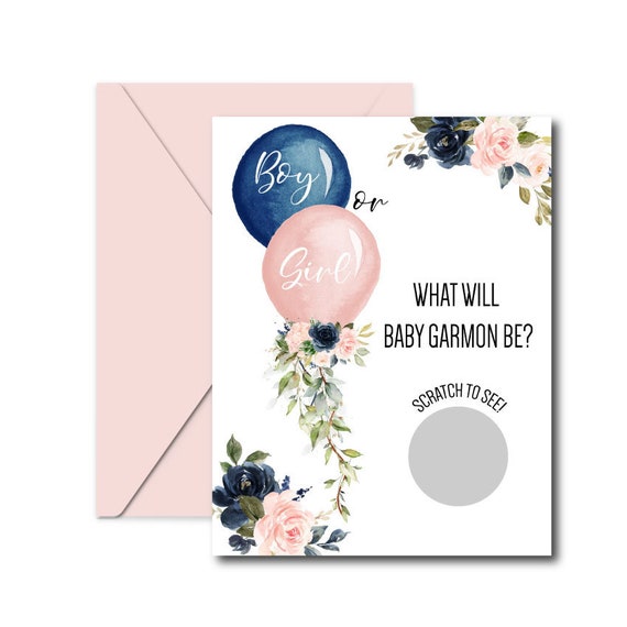 Boy Or Girl Gender Reveal Scratch Off Card Baby Shower Game Etsy