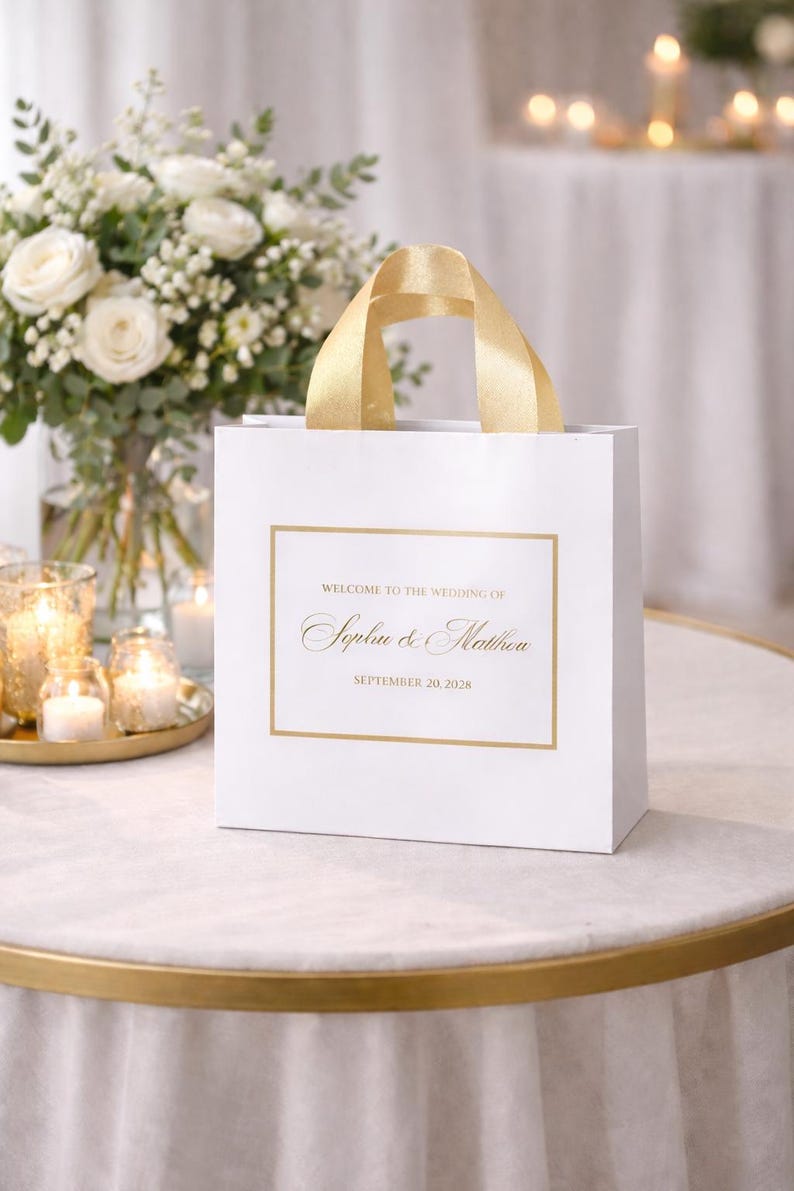 Wedding Welcome Bag Gold Ribbon