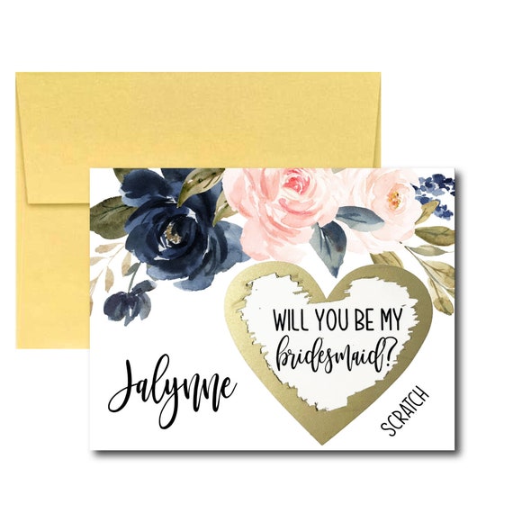 Navy and Blush Will You Be My Bridesmaid Scratch Off Card, Bridesmaid Proposal Card, Ask Bridesmaid Il_570xn