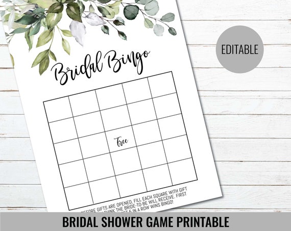 Greenery Bridal Shower Bingo Game, Printable Bridal Shower Bingo Game, Greenery Bingo Game Il_570xn