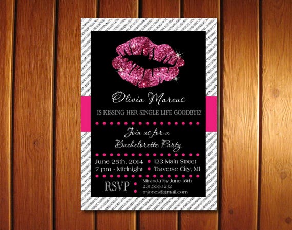 Lips Bachelorette Invitation, Kissing Single Life Goodbye Bachelorette Party Invites Il_570xn