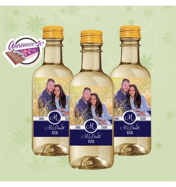 Wedding Mini Wine Labels - Photo Mini Wine Bottle - Set of 10 Il_570xn