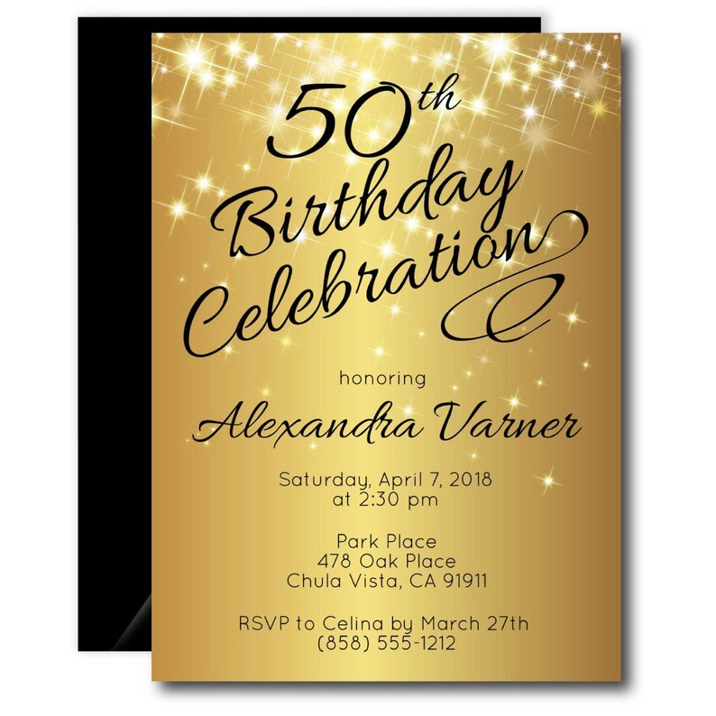 Matching Elegant 50th Birthday Invitations