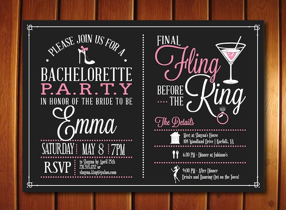 bachelorette itinerary invitation bachelorette invitation