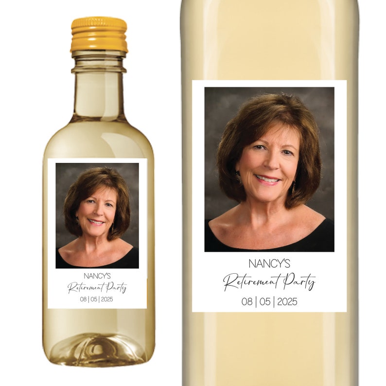 Printed Photo Retirement Wine Labels