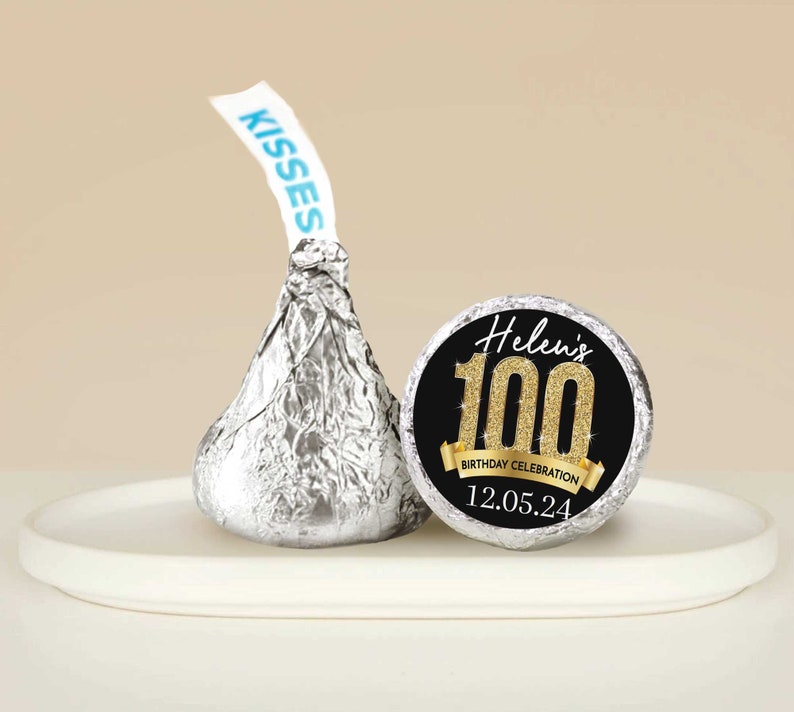 Matching 100th Birthday Kisses Stickers