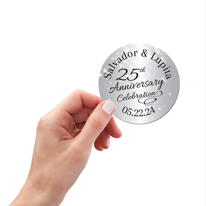 Personalized 25th Anniversary Stickers • Silver Sparkly Labels - Etsy