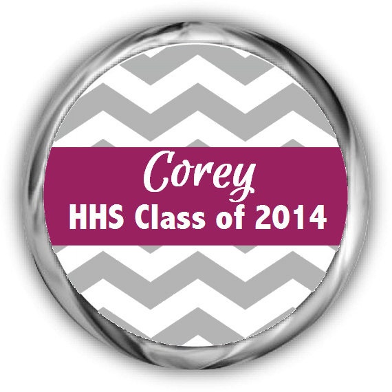 Chevron Pattern Graduation Hershey Kisses Stickers | Personalized Graduation Sticker Il_570xn