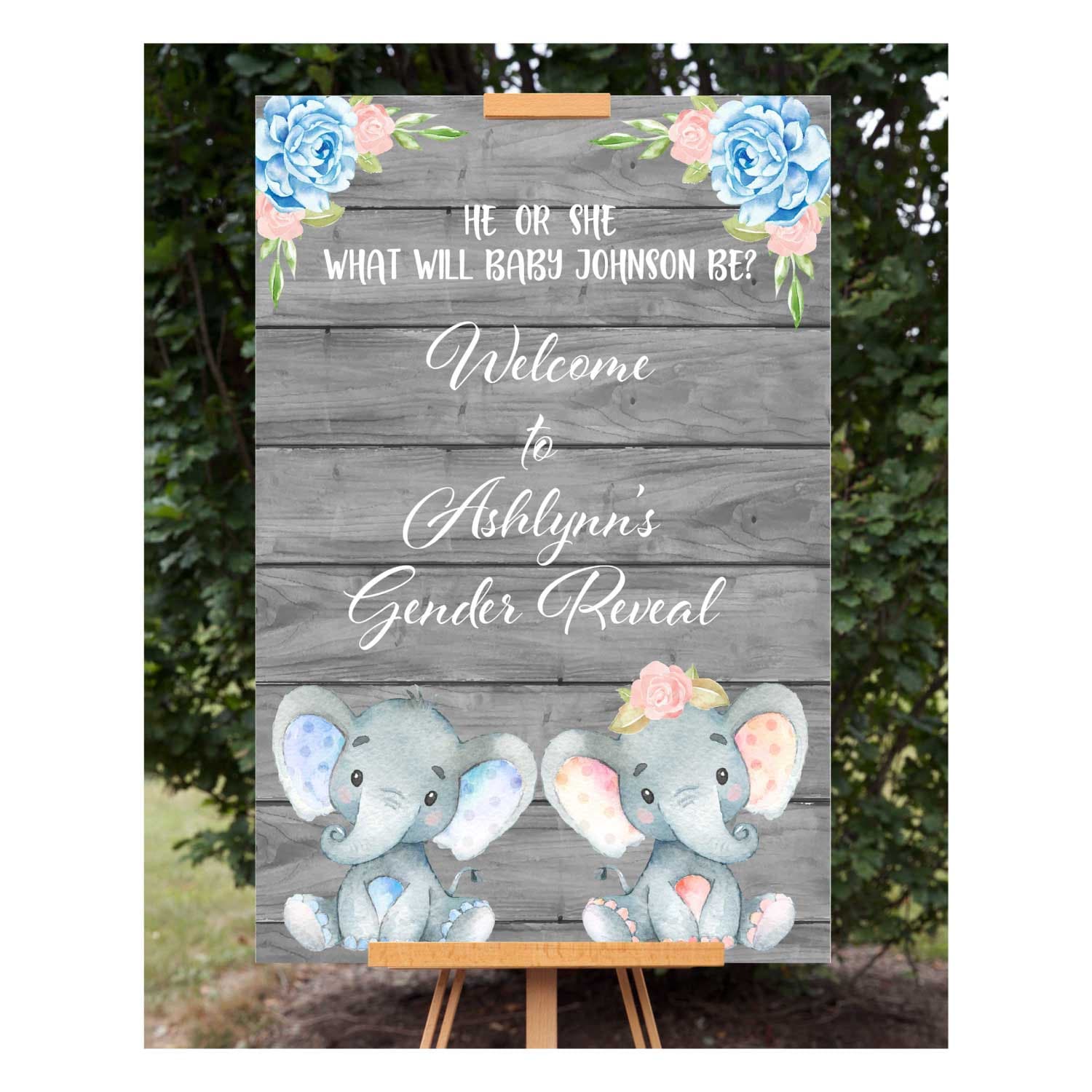 Elephant Gender Reveal Sign Elephant Gender Reveal Etsy
