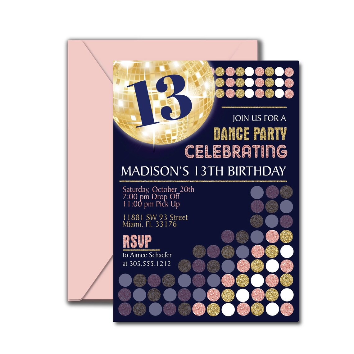 Disco Birthday Invitation Disco Ball Birthday Disco Etsy