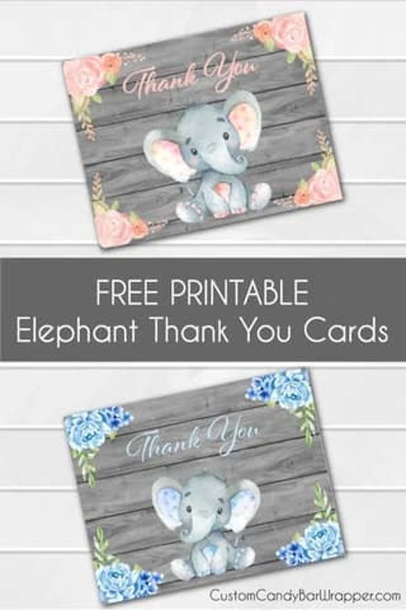 Free Elephant Thank You Cards Printable