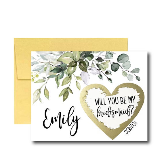 Will You Be My Bridesmaid Scratch Off Card, Bridesmaid Proposal Card, Greenery Ask Bridesmaid Il_570xn