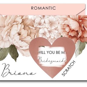 Romantic Will You Be My Bridesmaid Scratch Off Card